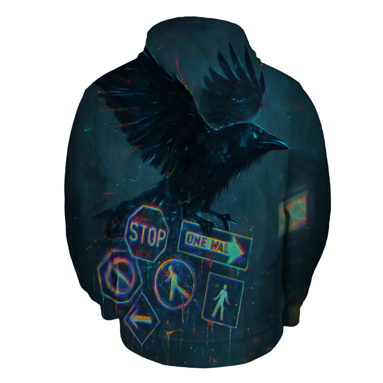 Haphazard Neon Raven lightweight hoodies