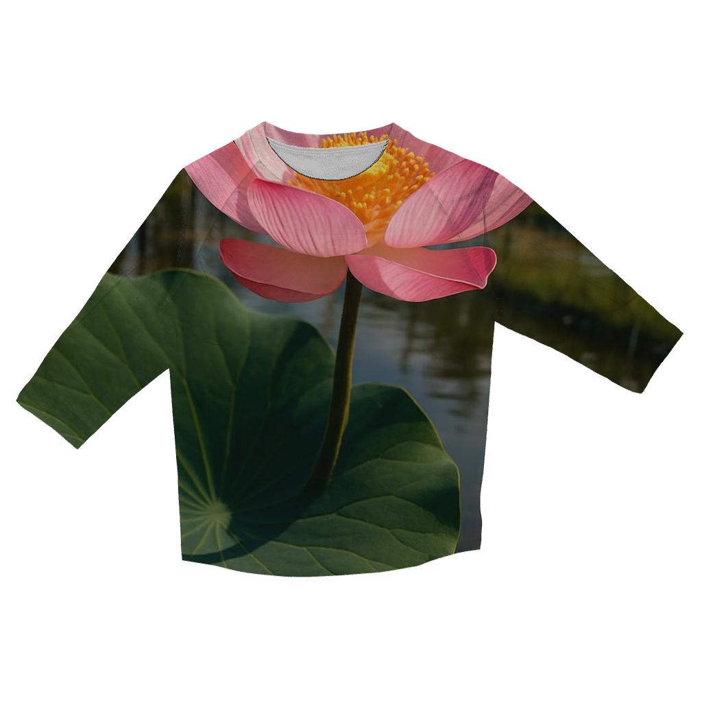 Midday Lotus And Taro Pond Study printed three quarter sleeve shirts