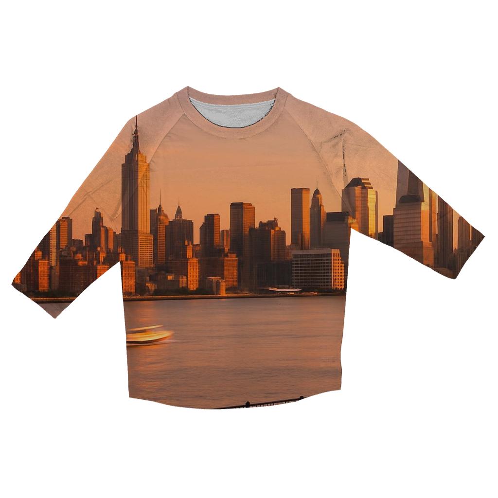 Golden Hour Over Hudson Panorama casual three quarter sleeve shirts