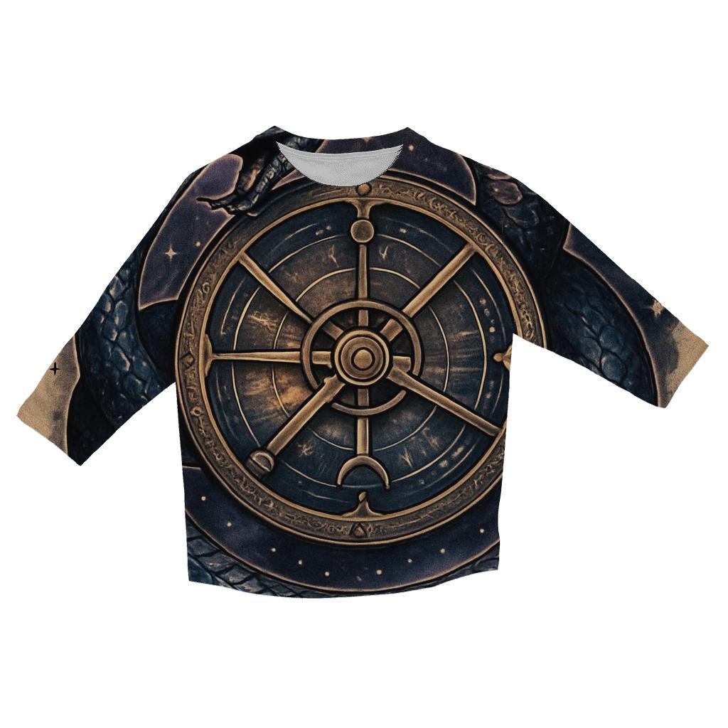 Celestial Ouroboros Sentinel Tattoo printed three quarter sleeve shirts