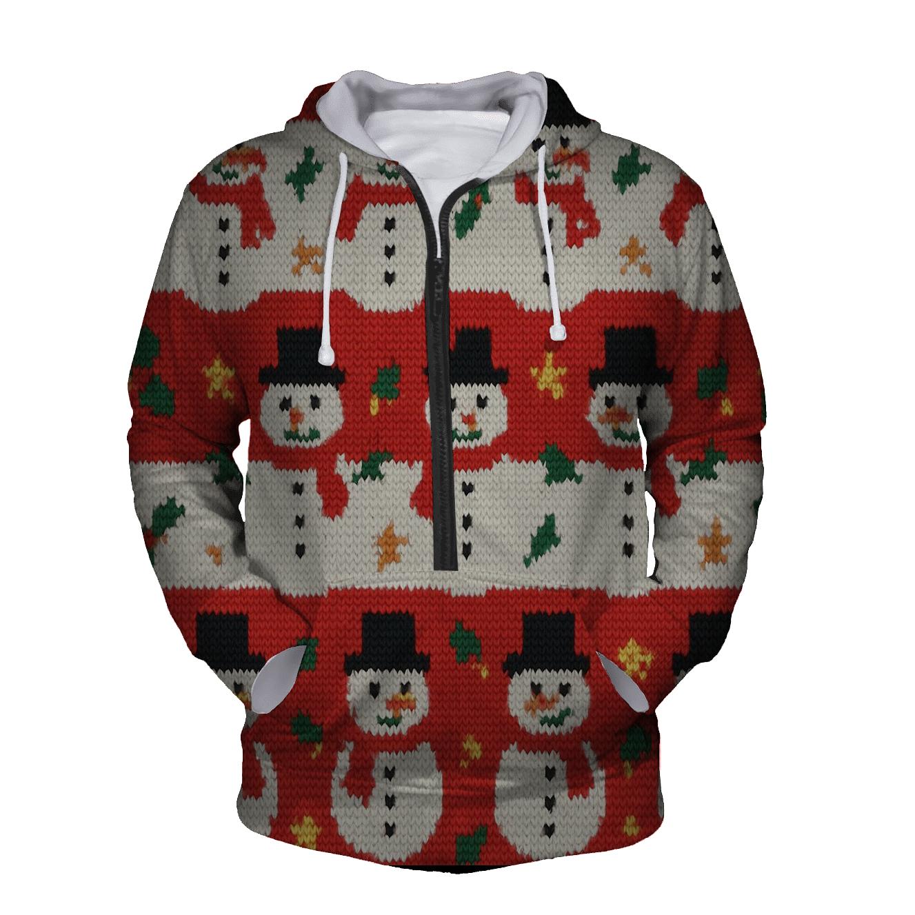 Jolly Snowman Peppermint Grid Design hoodie styles