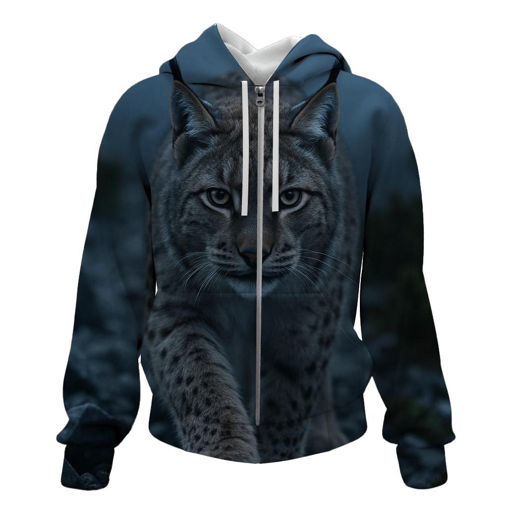 Moraine Stalker Eurasian Lynx embroidered hoodies