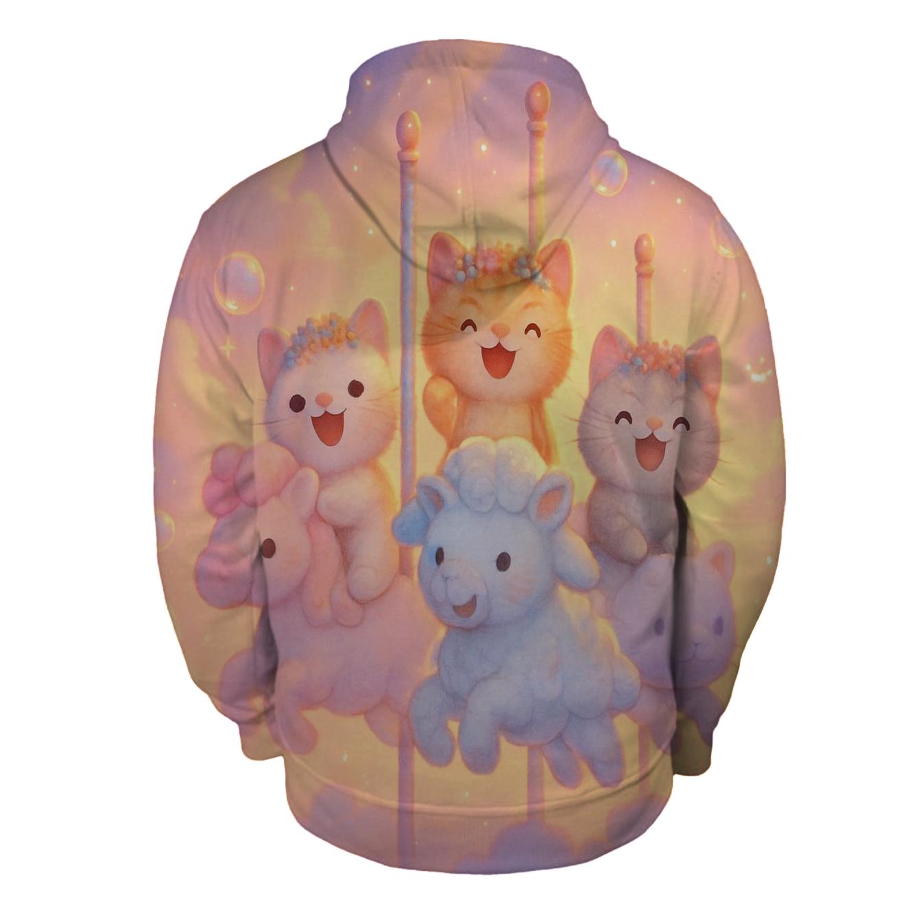 Cloud Carousel Kittens printed hoodies