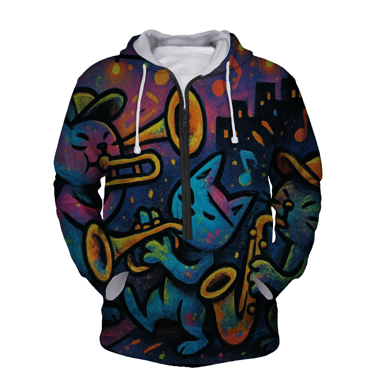 Graffiti Rooftop Jazz Cats pullover hoodies