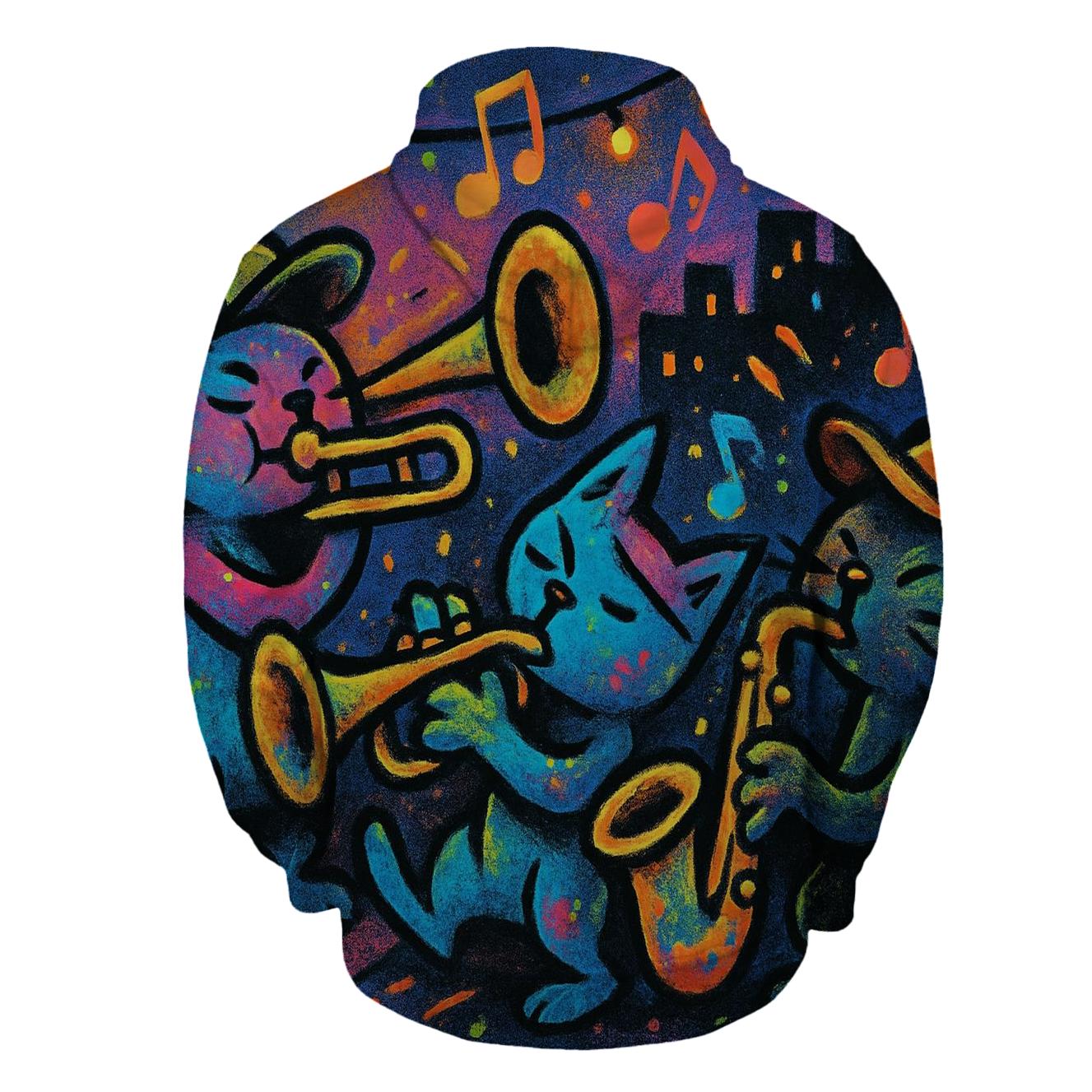 Graffiti Rooftop Jazz Cats pullover hoodies