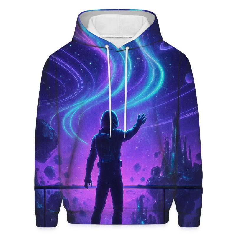 Aurora Over Stellar City embroidered hoodies