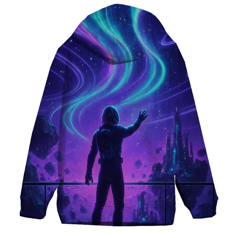 Aurora Over Stellar City embroidered hoodies