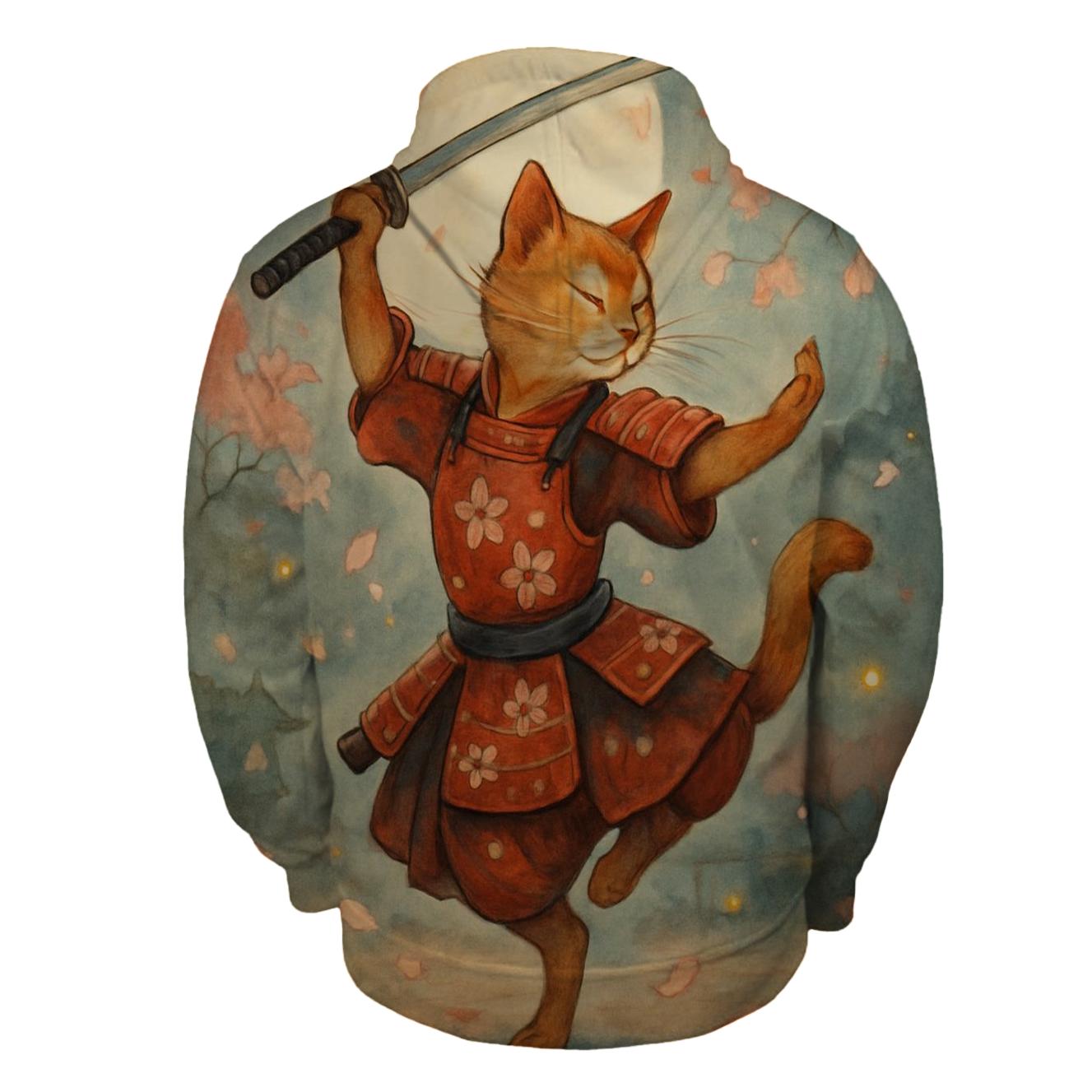 Whimsical Samurai Cat Dance hoodie styles