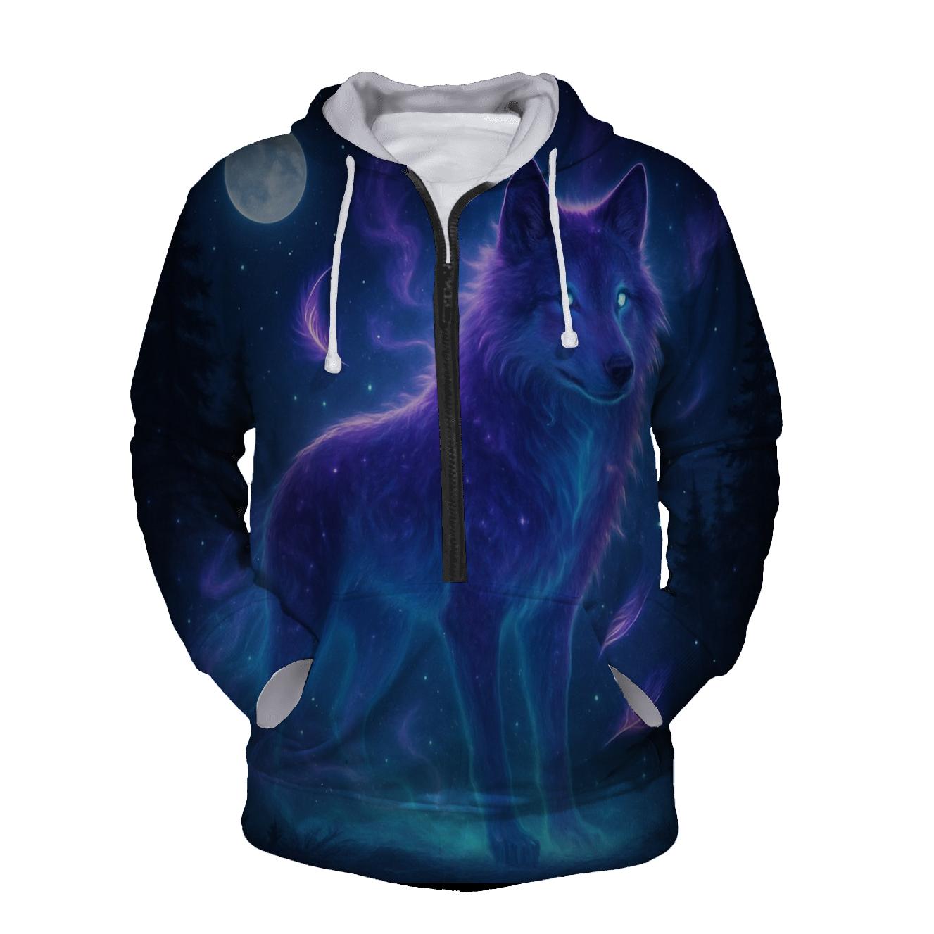 Luminous Spirit Wolf lightweight hoodies