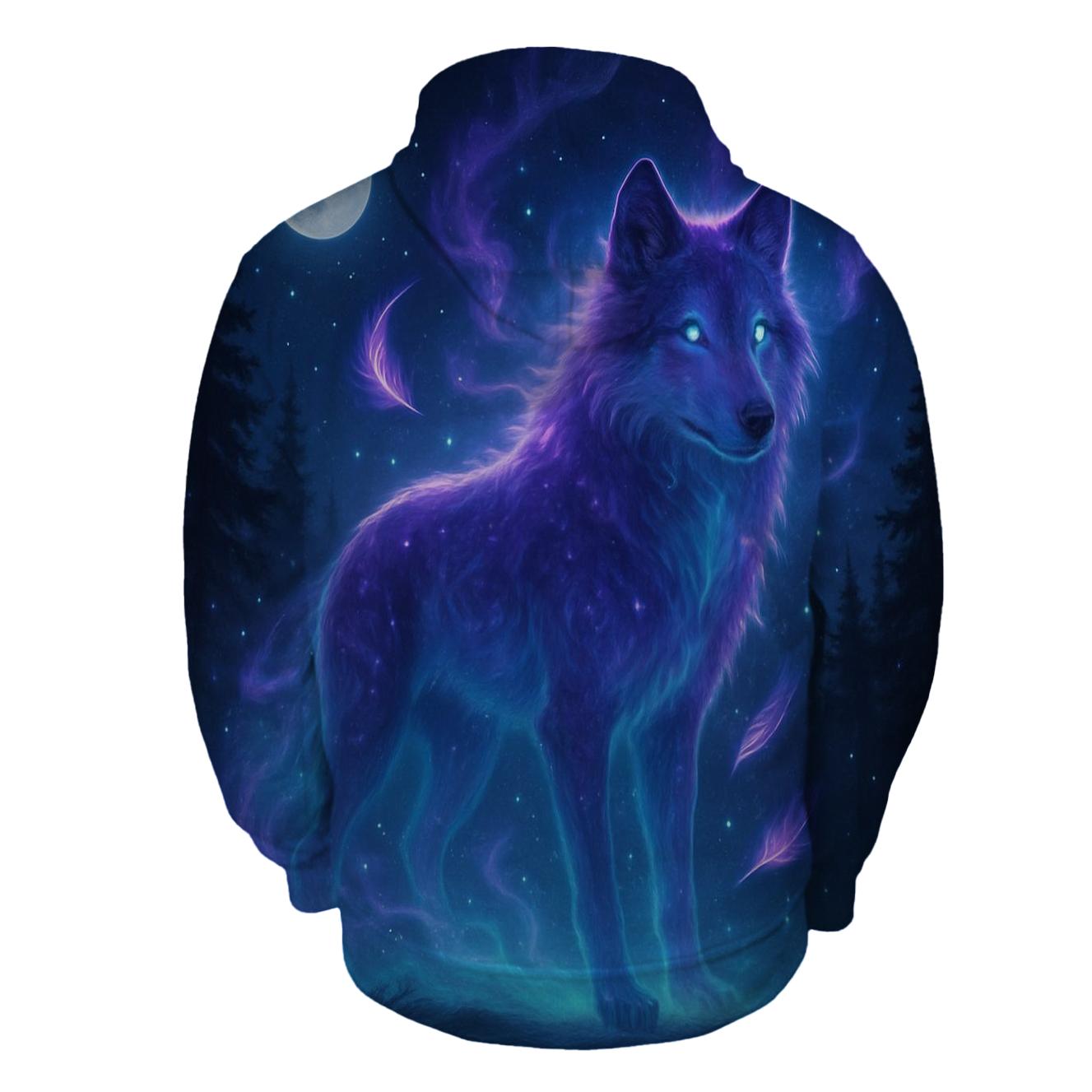 Luminous Spirit Wolf lightweight hoodies