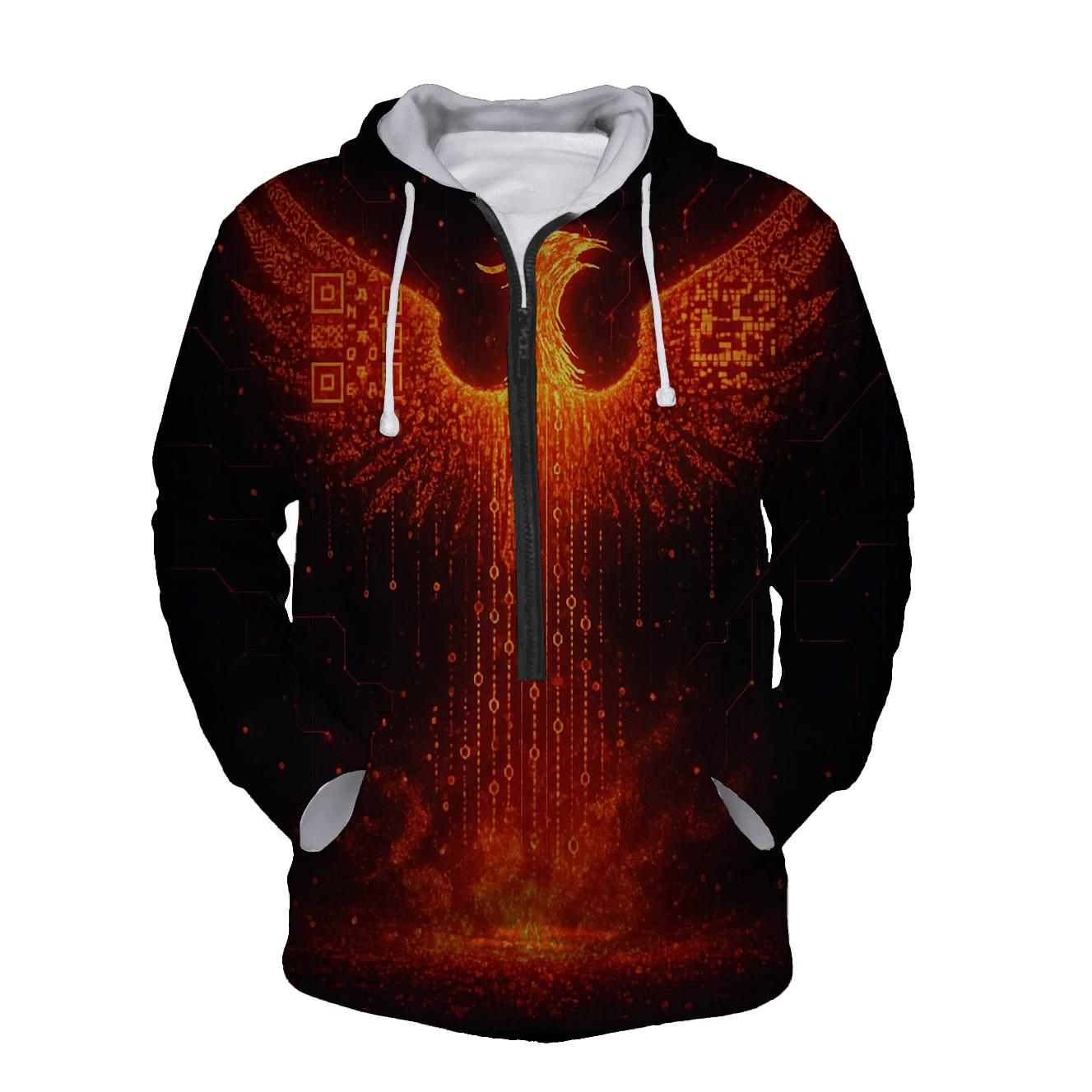 Random Binary Phoenix graphic hoodies