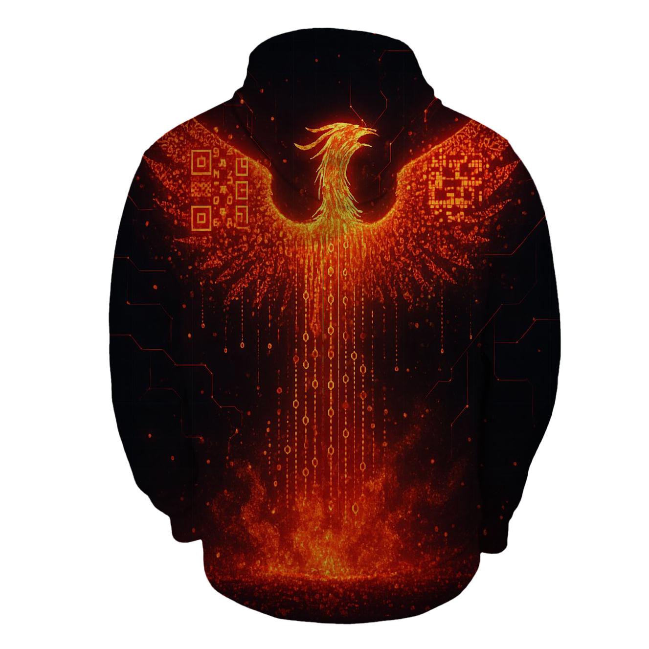 Random Binary Phoenix graphic hoodies