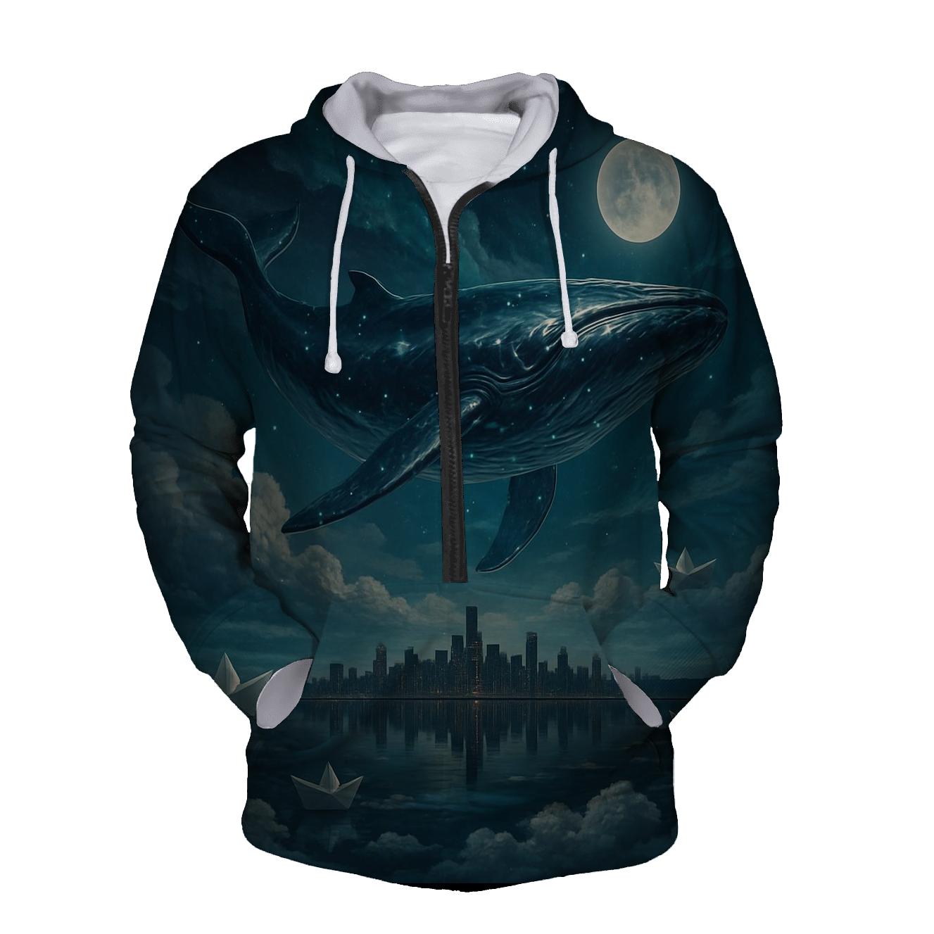 Random Mirror Whale printed hoodies