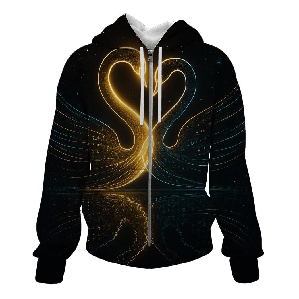 Random Binary Swan premium hoodies