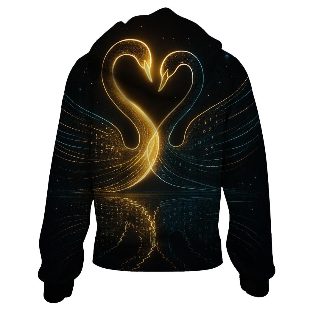 Random Binary Swan premium hoodies