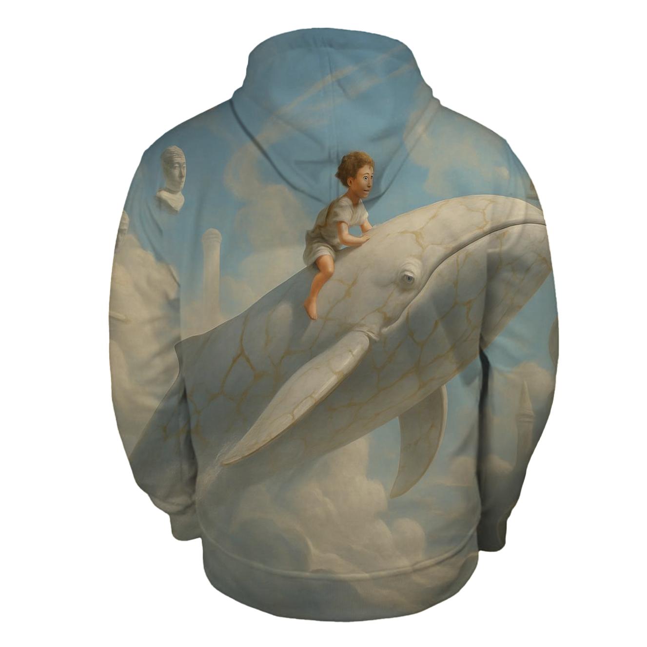Random Marble Whale Rider embroidered hoodies