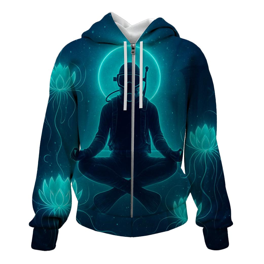 Random Neon Lotus Diver printed hoodies