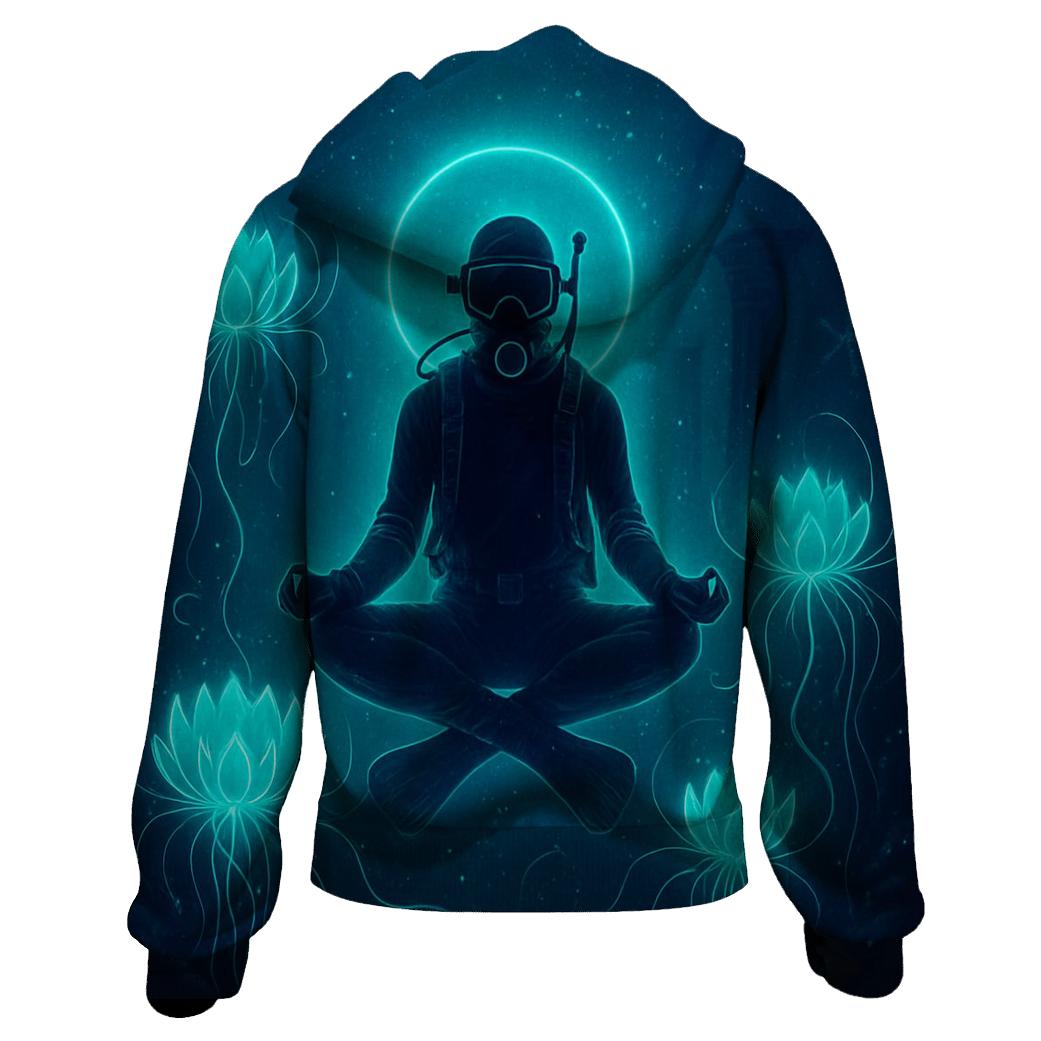 Random Neon Lotus Diver printed hoodies