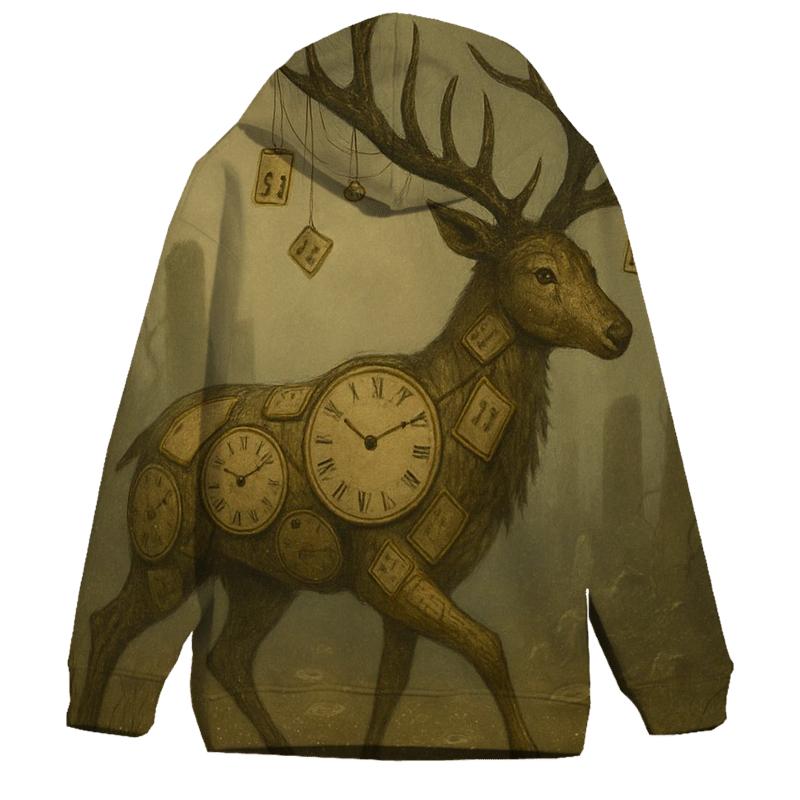 Patchwork Clock Stag hoodies fashion