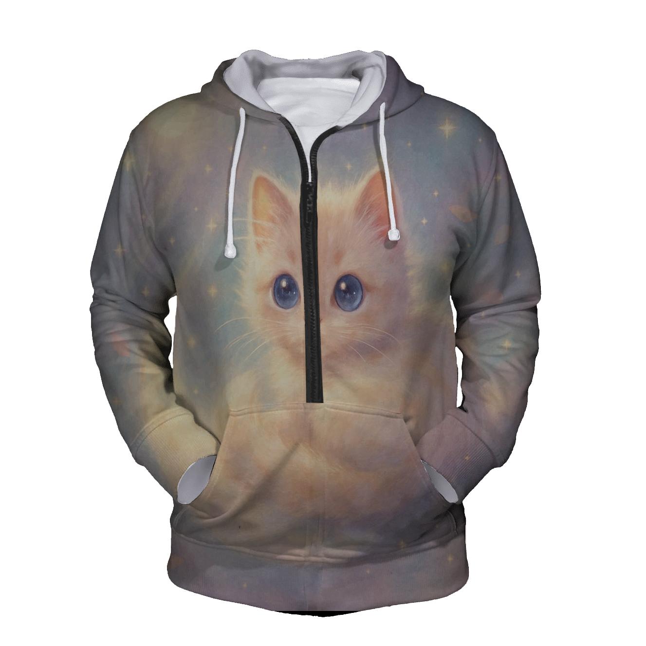 Moonlit Cloud Kitten embroidered hoodies