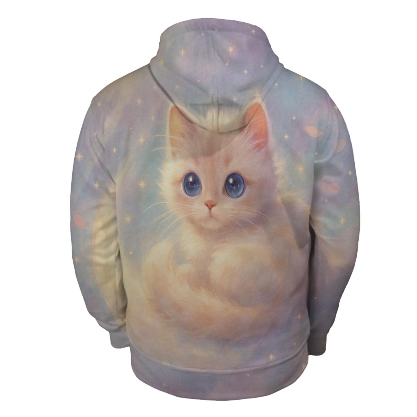 Moonlit Cloud Kitten embroidered hoodies