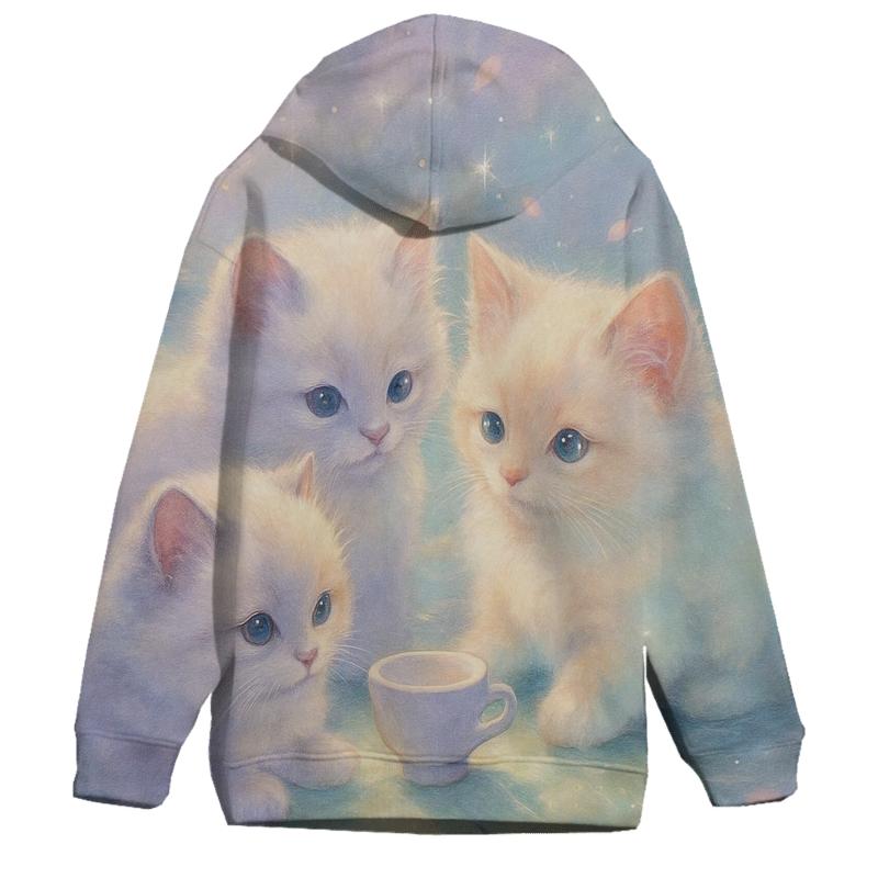 Moonbeam Tea Party Cat zip-up hoodies