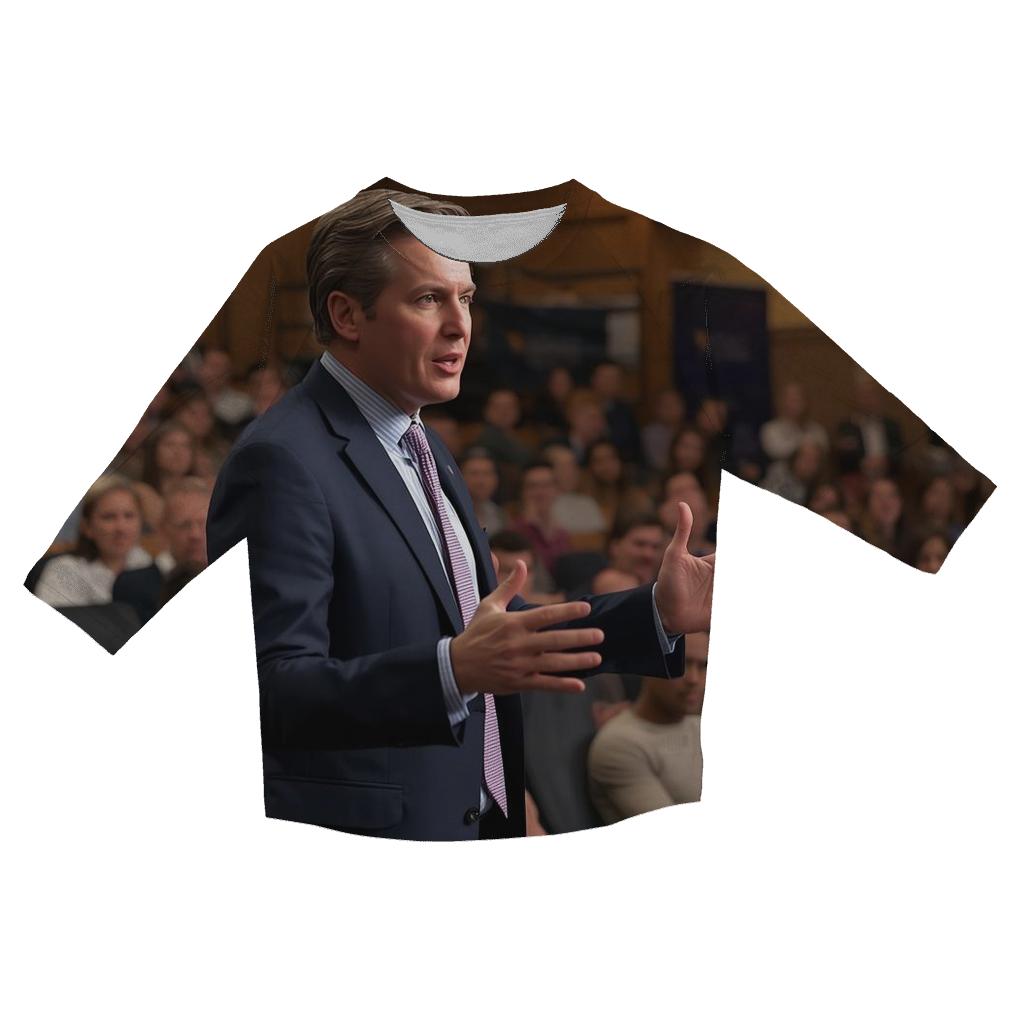 Charlie Kirk Engaging Students At A University Debate Forum trendy 3/4 sleeve tops
