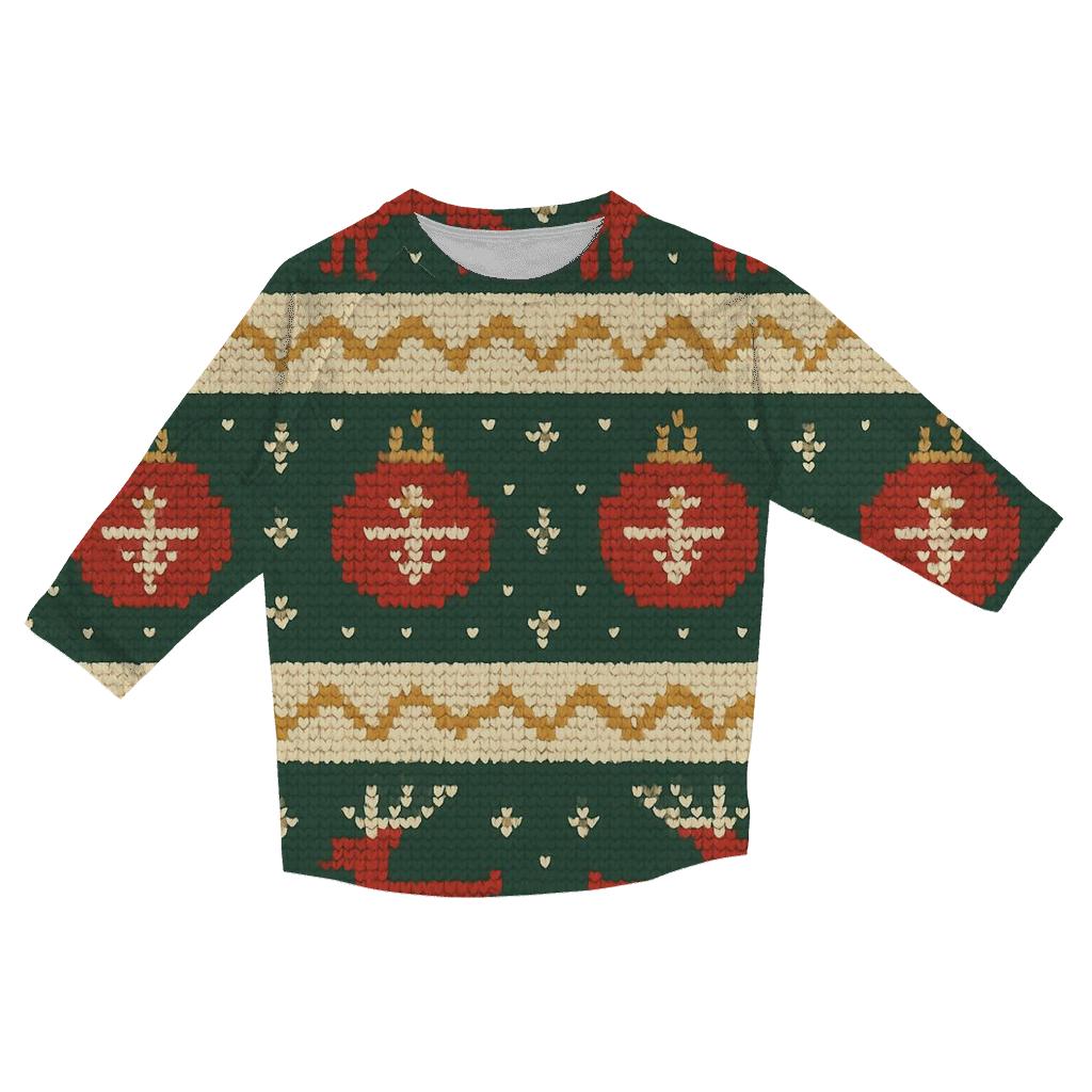 Tacky Tinsel Reindeer Ribbon Design casual three quarter sleeve shirts