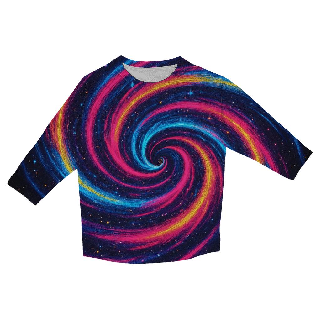 Cosmic Vortex Spiral casual three quarter sleeve shirts