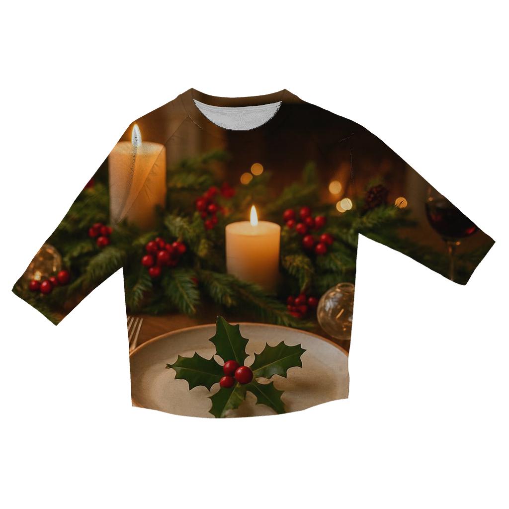 Twinkling Candlelit Holiday Table cotton quarter sleeve shirts