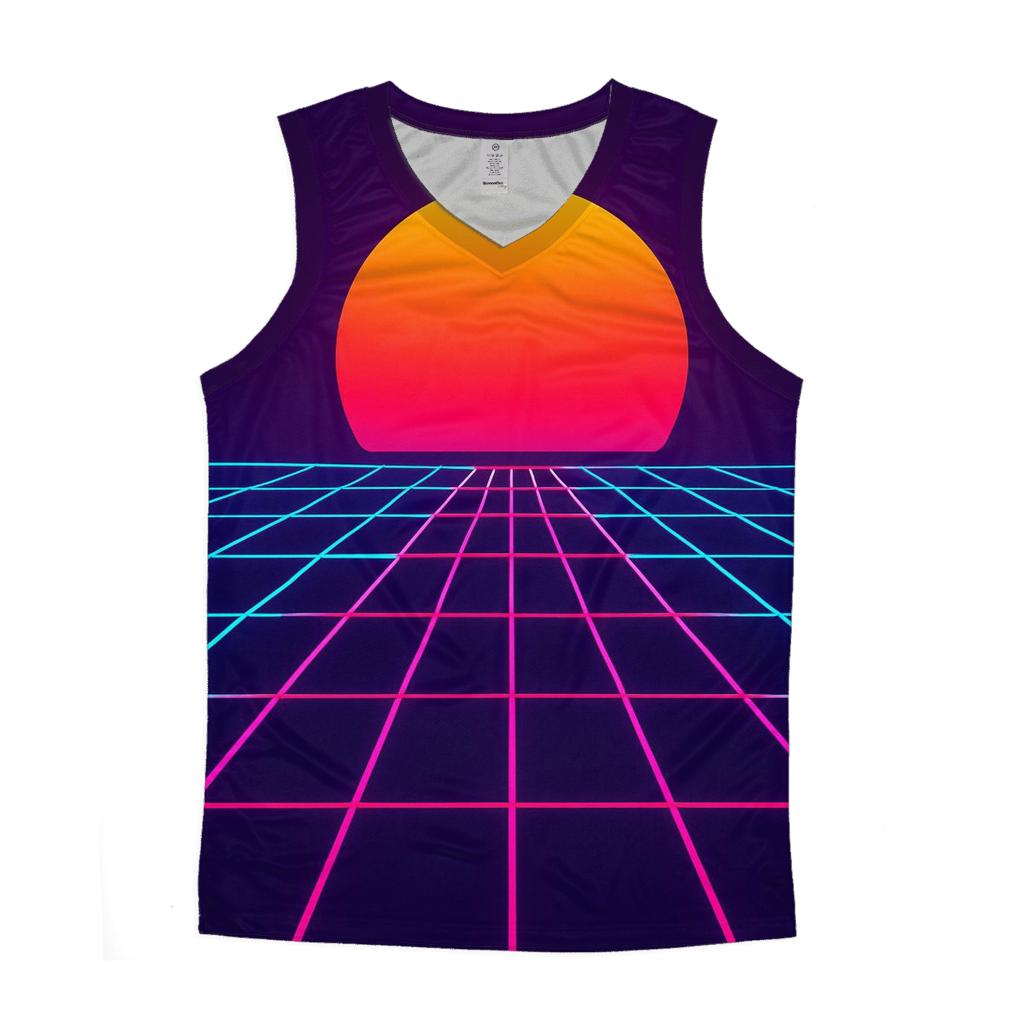 Laser Grid Horizon graphic print tank tops