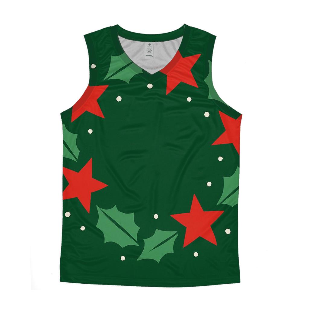 Cosmic Wreath Of Stars And Holly personalized athletic tanks