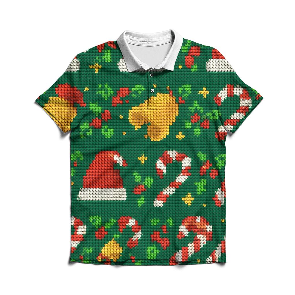 Santa Sleigh Bells Cascade Design embroidered polo tops