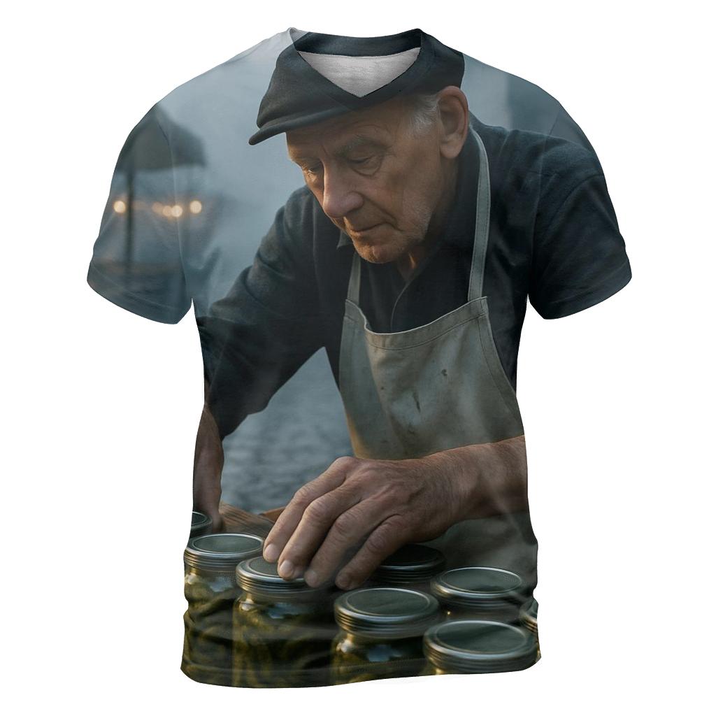 Market Cornichon Vendor At Dawn creative print fashion shirts