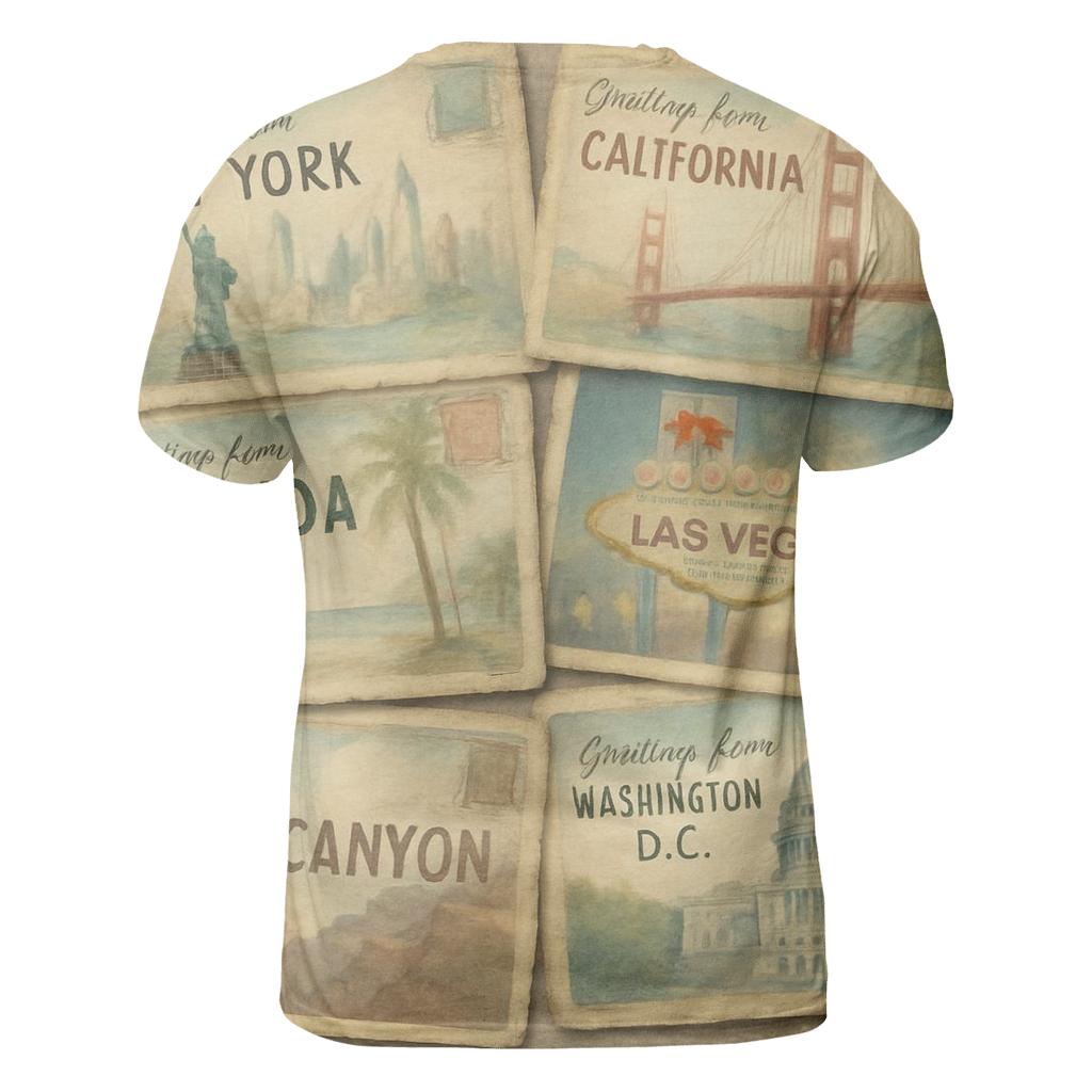 Classic Travel Postcard Collection custom all-over print shirts