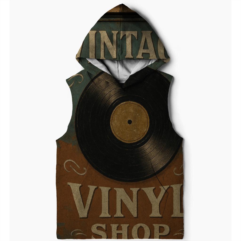Retro Vinyl Record Storefront Sign zip-up hoodies