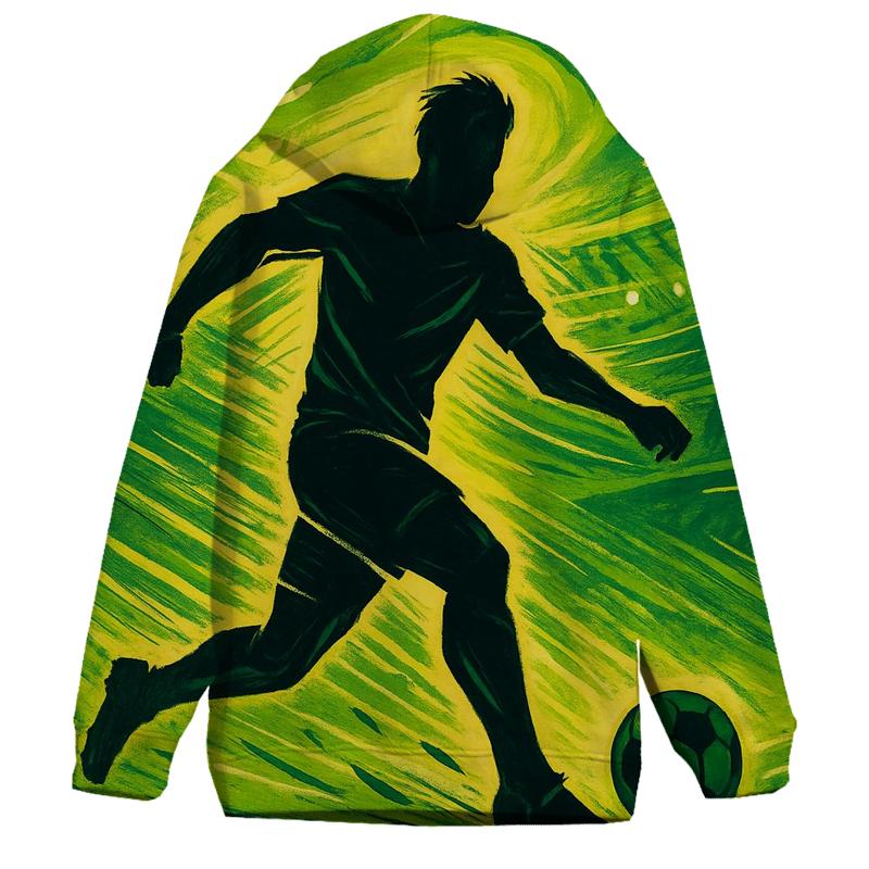 Dynamic Soccer Player lightweight hoodies