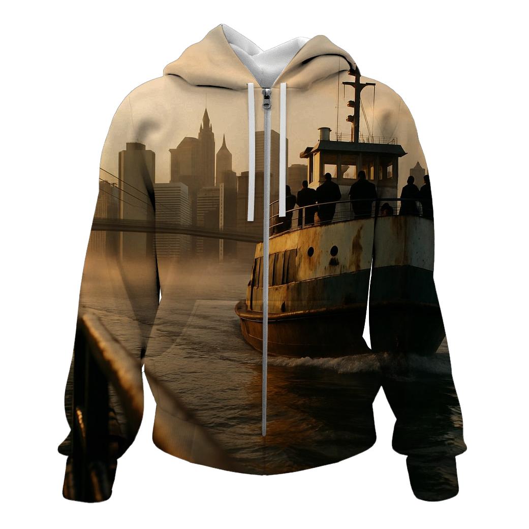 Dawn Ferry Reflection On East River embroidered hoodies