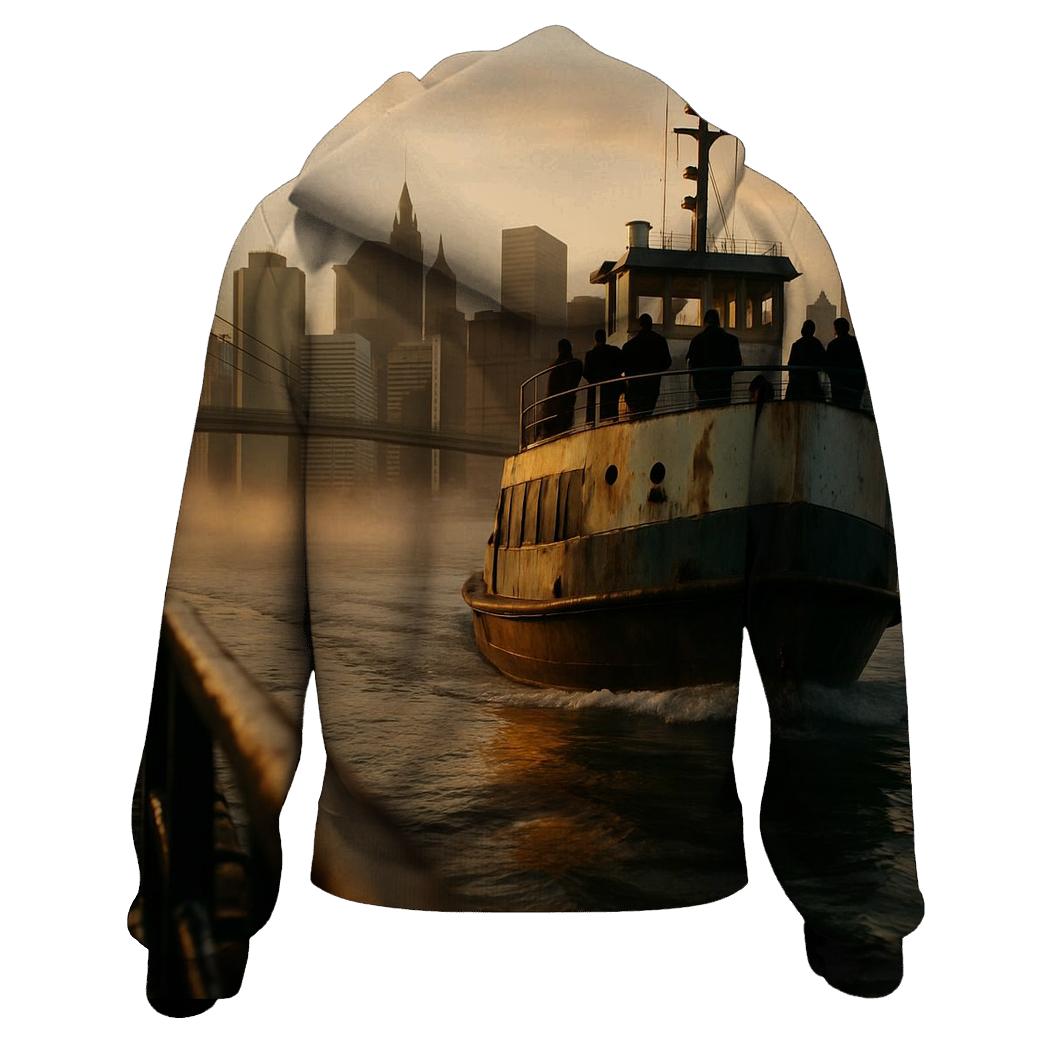 Dawn Ferry Reflection On East River embroidered hoodies