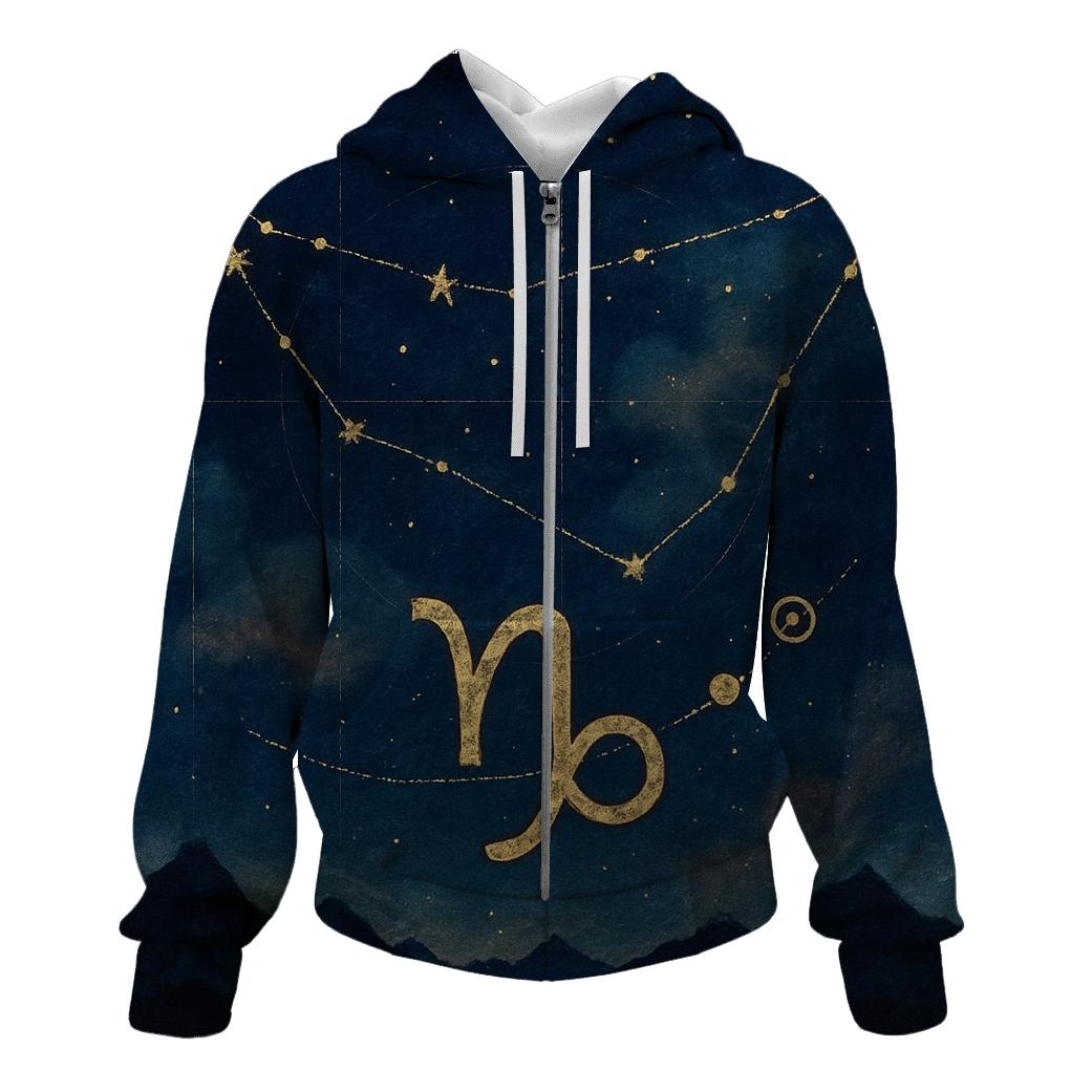 Capricorn Celestial Mountain Chart zip-up hoodies