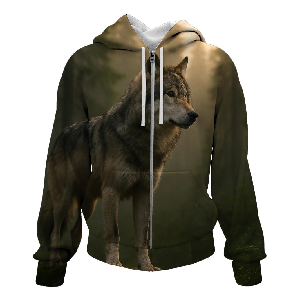 Wolf In The Misty Forest lightweight hoodies