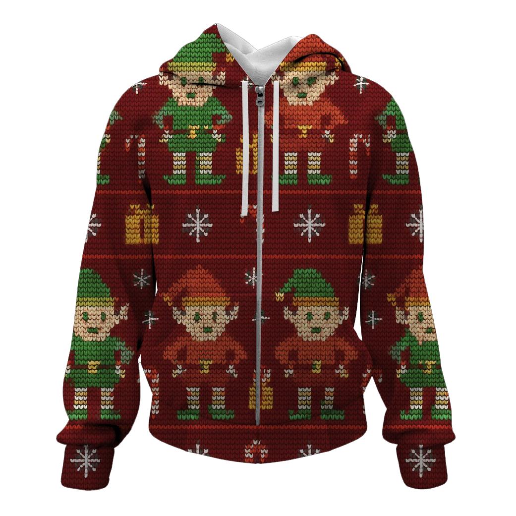 Festive Elf Workshop Panels Design graphic hoodies