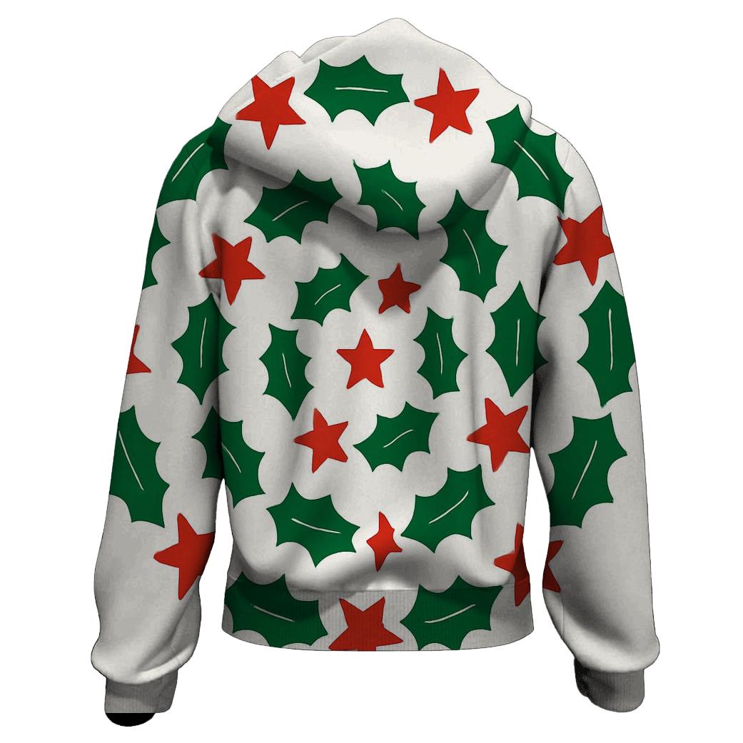 Festive Spiral Of Holly And Stars graphic hoodies