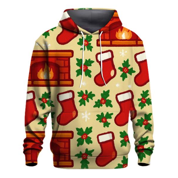 Festive Fireplace Ornament Garland Design hoodie styles