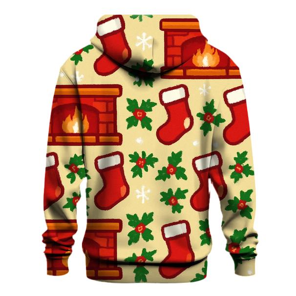 Festive Fireplace Ornament Garland Design hoodie styles