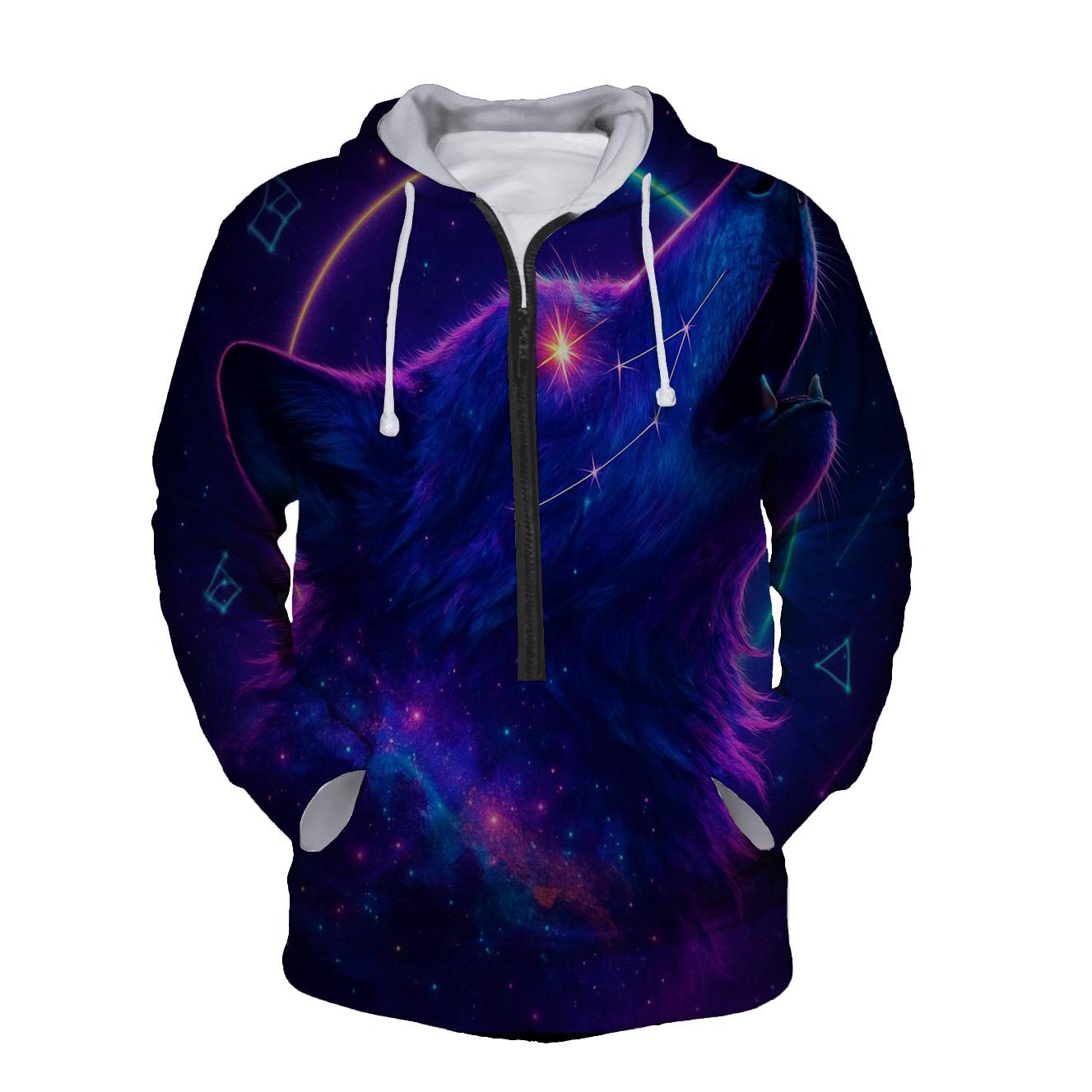Nebula Alpha Wolf graphic hoodies