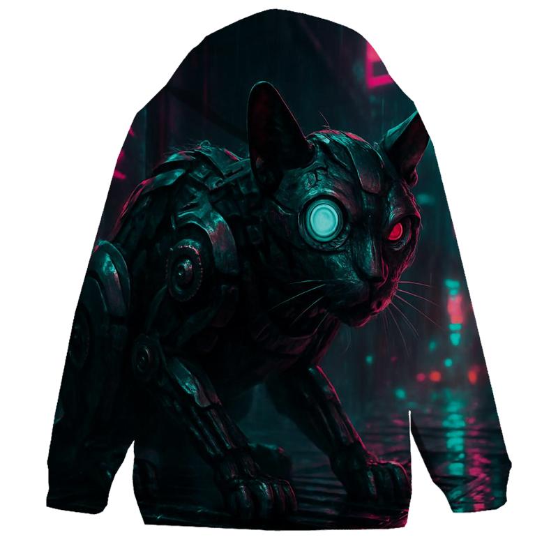Cyberpunk Alley Clockwork Cat hoodie designs