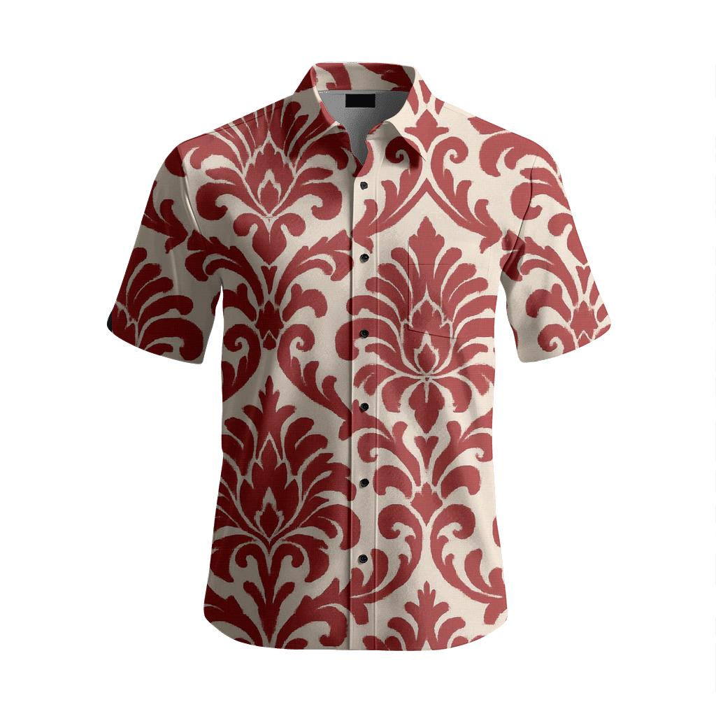 Persian Floral Damask In Crimson And Ivory personalized embroidery shirts
