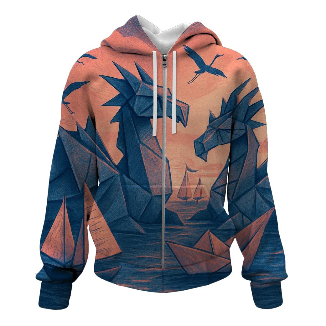 Origami Dragon Harbor premium hoodies