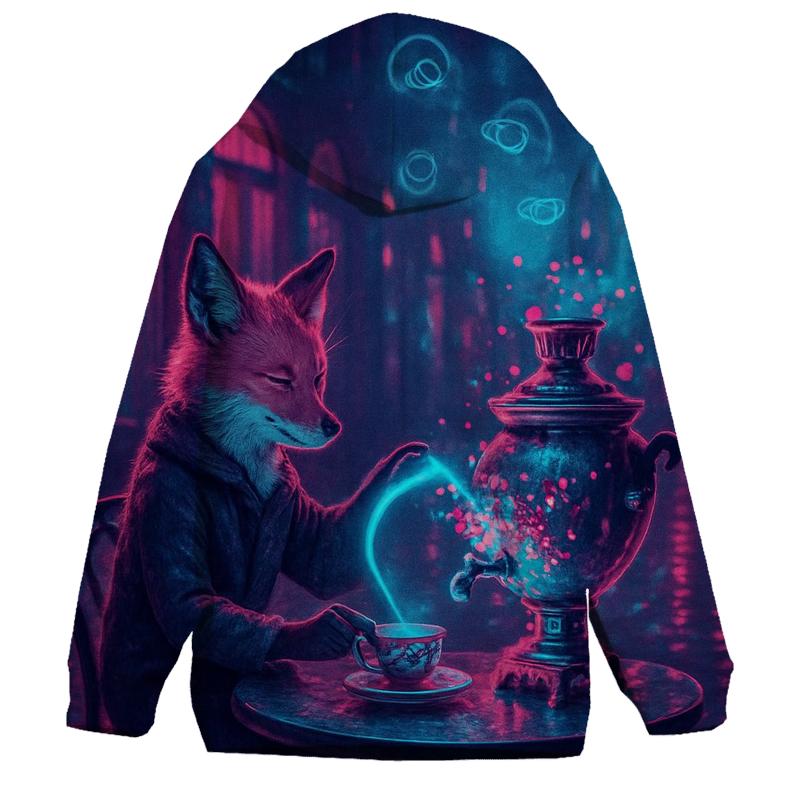 Random Neon Tea Fox zip-up hoodies